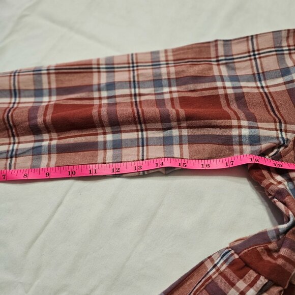 NWT Vanilla Star Women's Plaid Button-Down Peplum Shirt Sz XL Soft Cozy Style - Picture 8 of 10